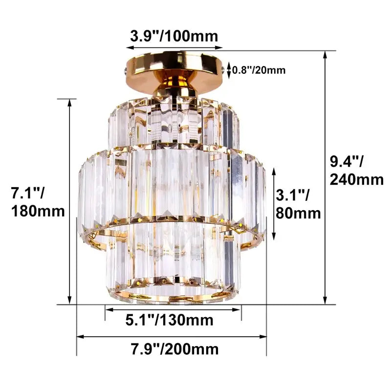 Gold Crystal Polished-Gold Pendant Light