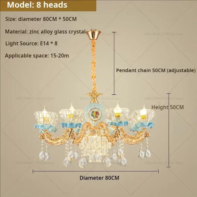 Gold Crystal Chandelier Light 18-Head Design