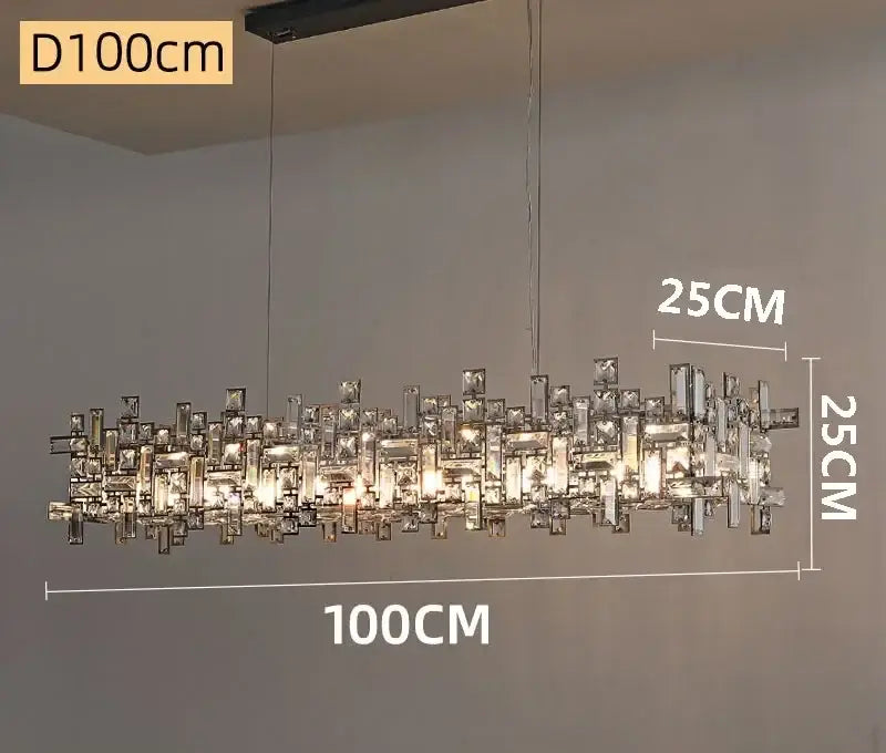 Gold Crystal Chandelier Light Titanium Finish