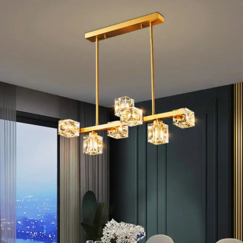 Copper Crystal Dining Chandelier 15-Head