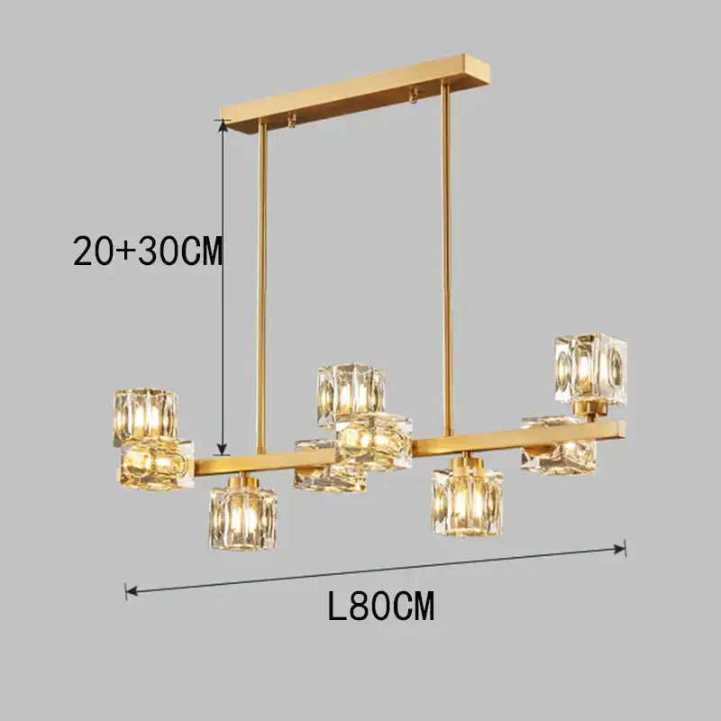 Copper Crystal Dining Chandelier 15-Head