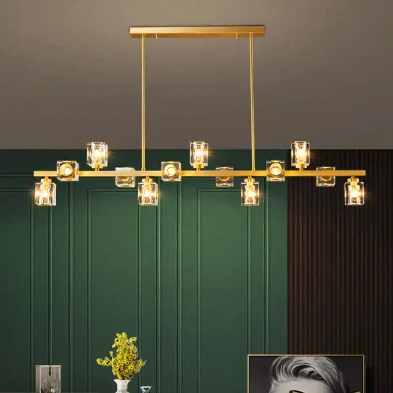 Copper Crystal Dining Chandelier 15-Head