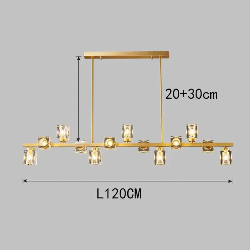 Copper Crystal Dining Chandelier 15-Head
