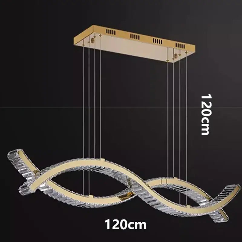 Gold Crystal Chandelier Light 150cm 3-Head