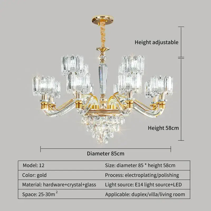 Gold Crystal Chandelier 15-Head Design