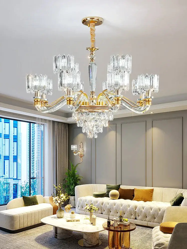 Gold Crystal Chandelier 15-Head Design