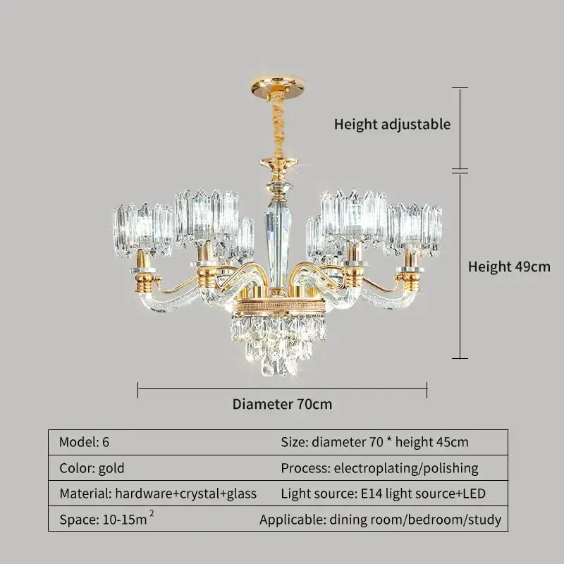 Gold Crystal Chandelier 15-Head Design