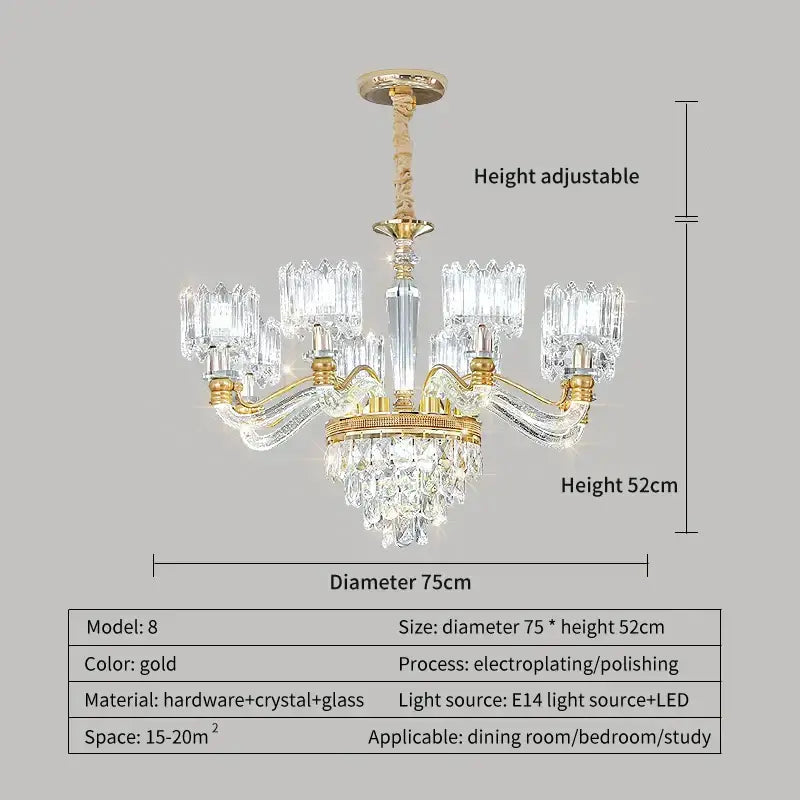 Gold Crystal Chandelier 15-Head Design