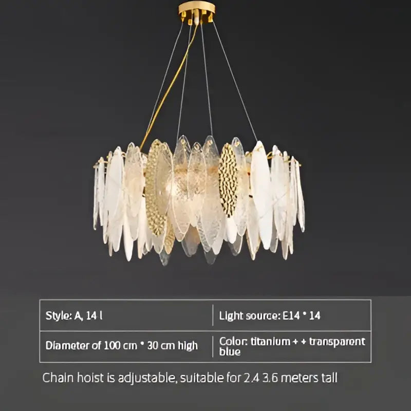 Blue Leaf Crystal Chandelier