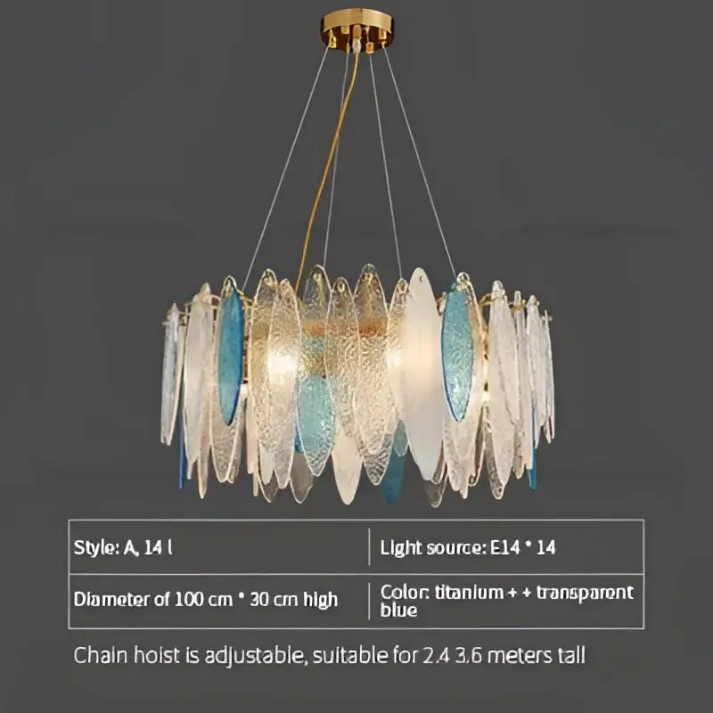 Blue Leaf Crystal Chandelier