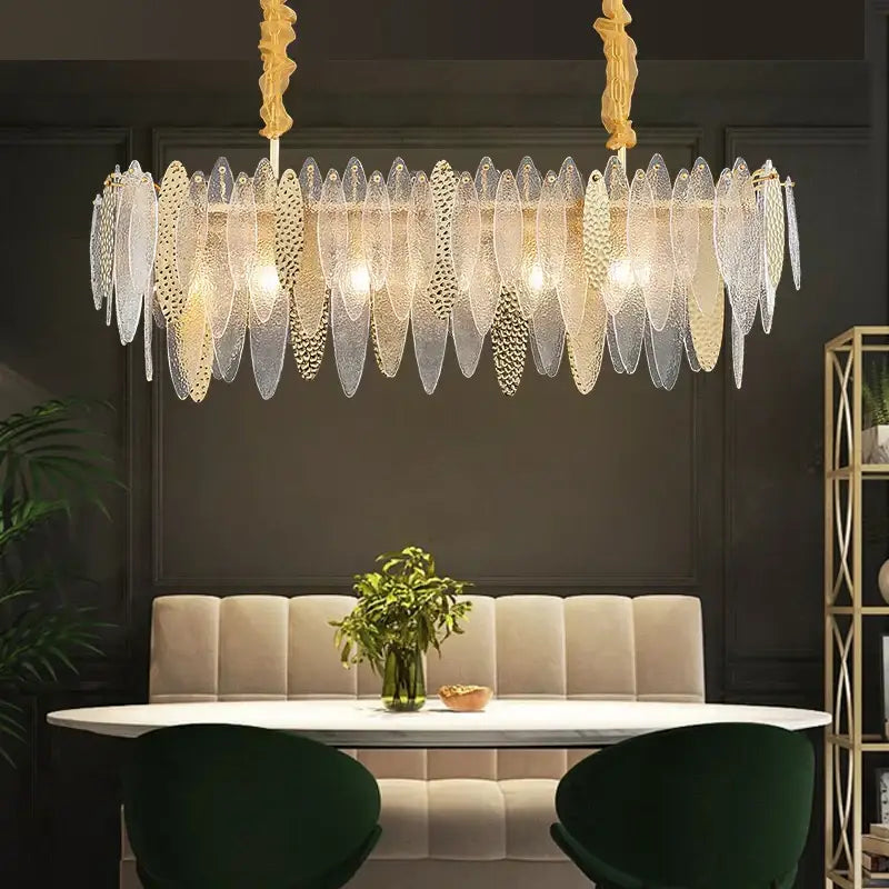 Blue Leaf Crystal Chandelier