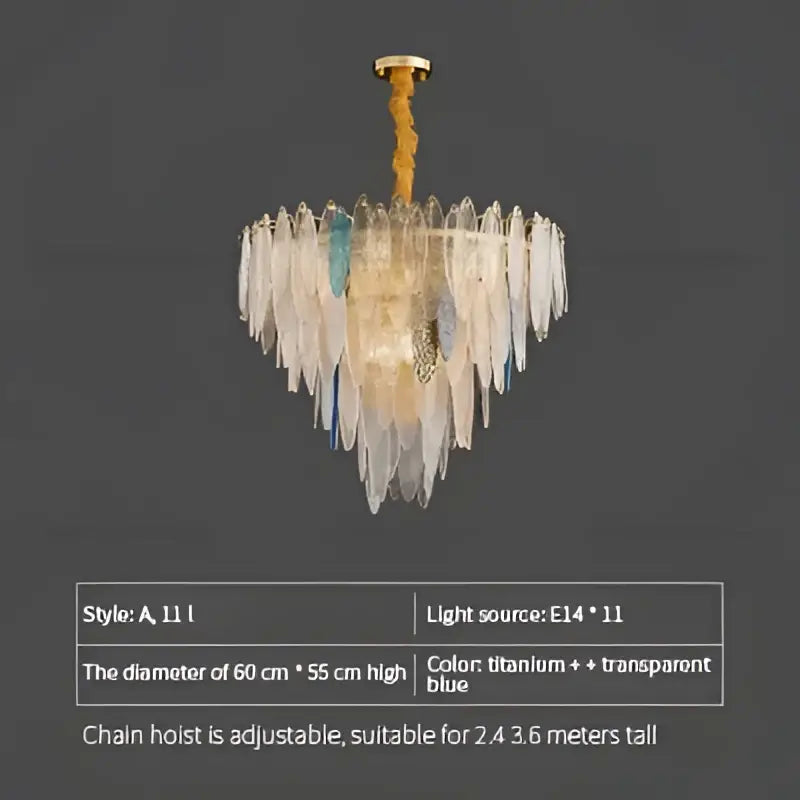 Blue Leaf Crystal Chandelier
