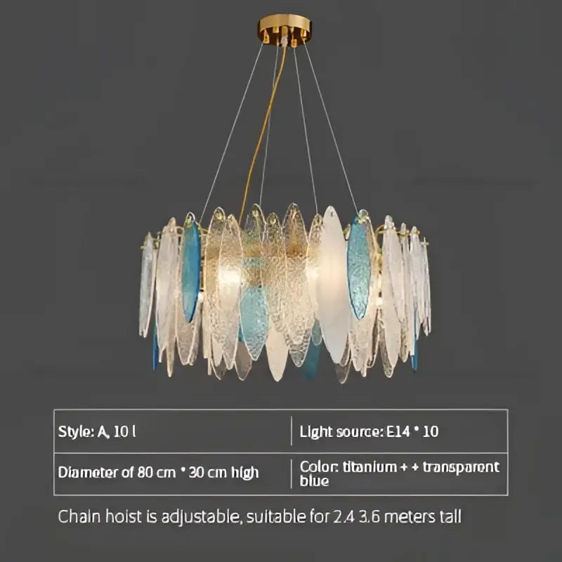 Blue Leaf Crystal Chandelier