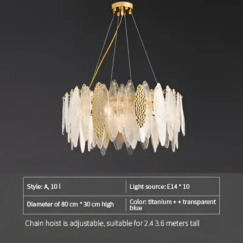 Blue Leaf Crystal Chandelier