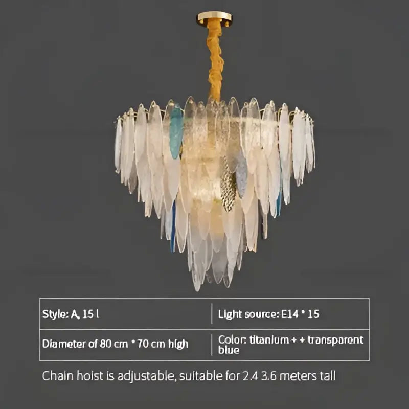 Blue Leaf Crystal Chandelier