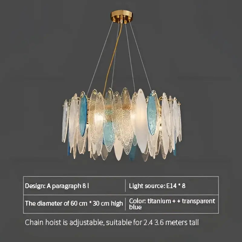 Blue Leaf Crystal Chandelier