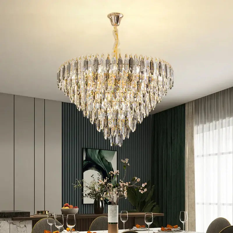 Gold Crystal Chandelier K9 Adjustable Line