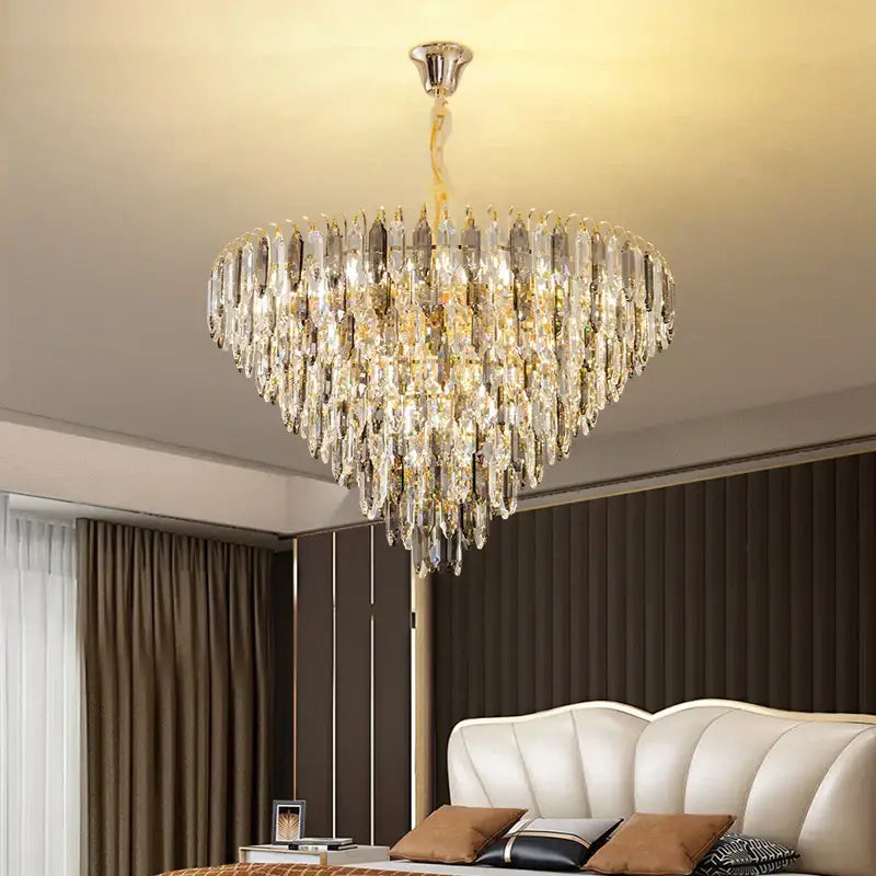 Gold Crystal Chandelier K9 Adjustable Line