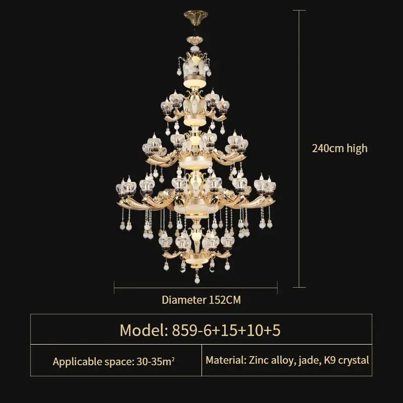 Gold Crystal Dining Chandelier 36-Head European