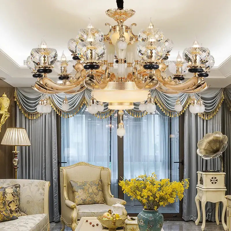 Gold Crystal Dining Chandelier 36-Head European