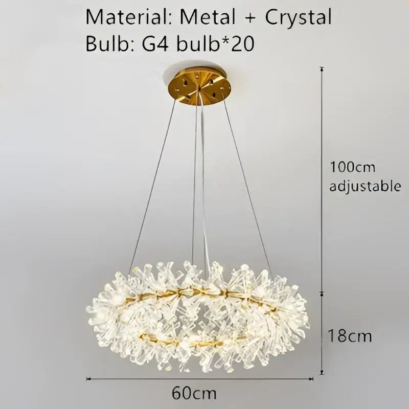Gold Crystal Ring Multi-Light Chandelier