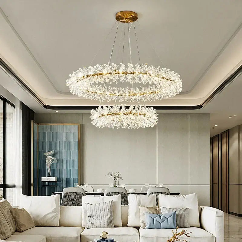 Gold Crystal Ring Multi-Light Chandelier