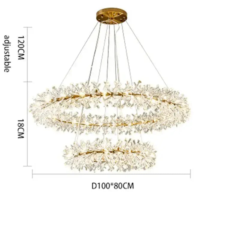 Gold Crystal Ring Multi-Light Chandelier