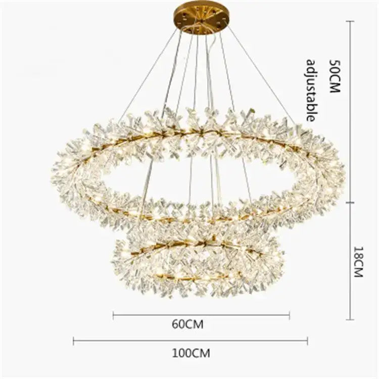 Gold Crystal Ring Multi-Light Chandelier