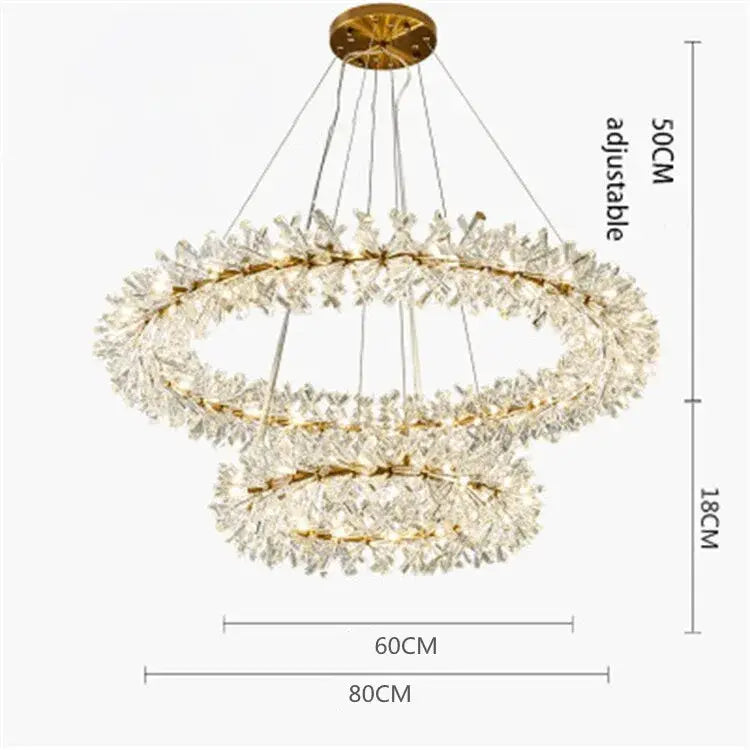 Gold Crystal Ring Multi-Light Chandelier