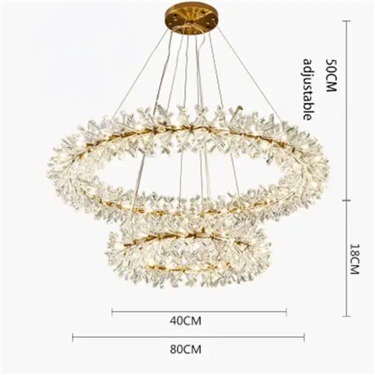 Gold Crystal Ring Multi-Light Chandelier