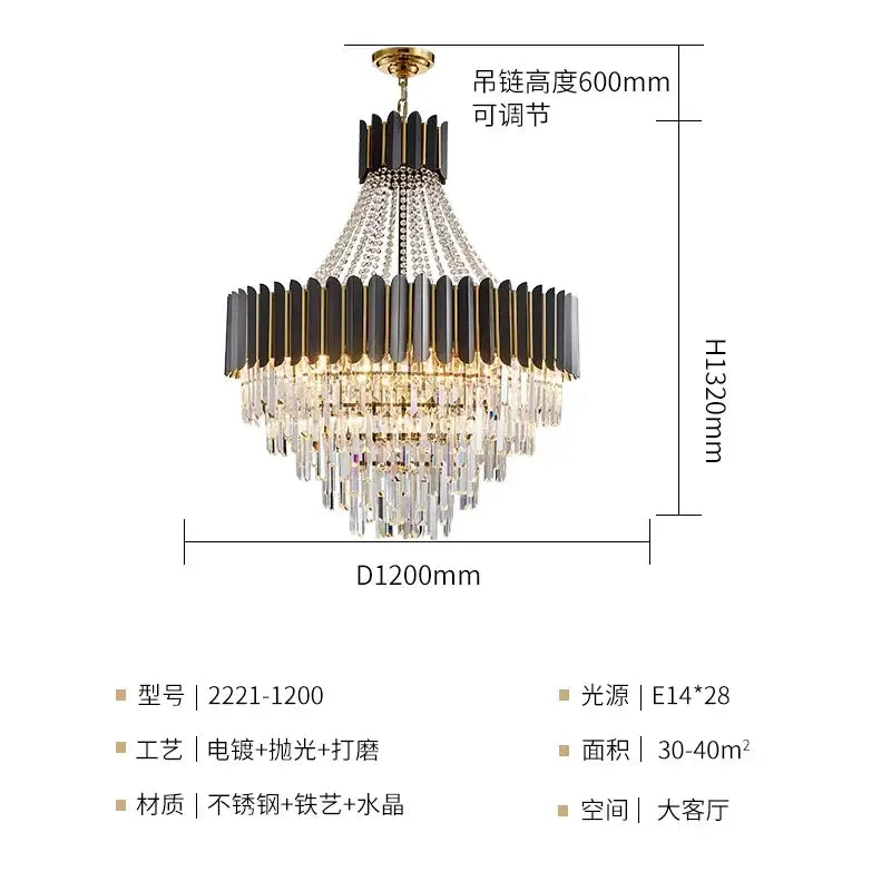 Gold Crystal Living 120cm Villa Chandelier