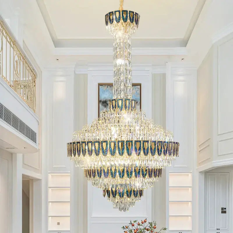 Blue Crystal Iridescent 150cm Chandelier
