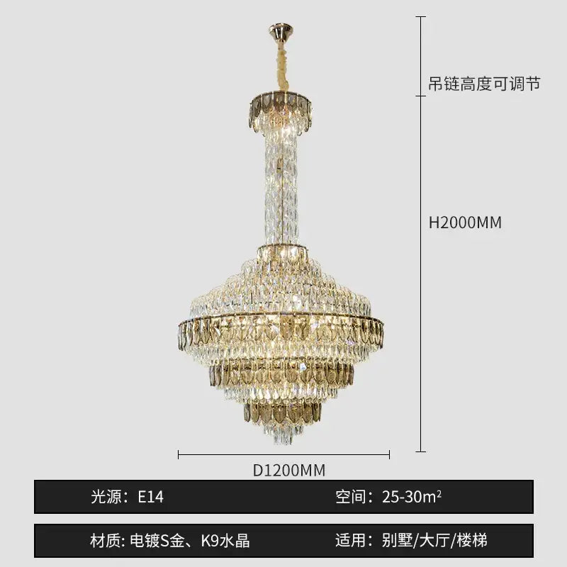 Blue Crystal Iridescent 150cm Chandelier