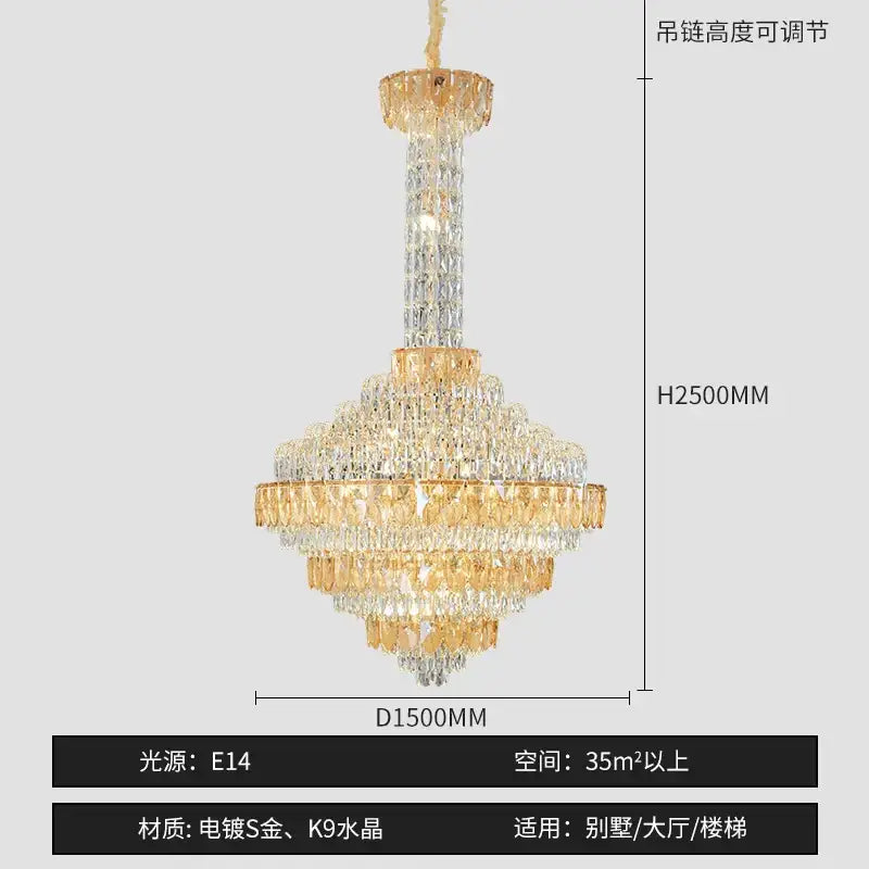 Blue Crystal Iridescent 150cm Chandelier