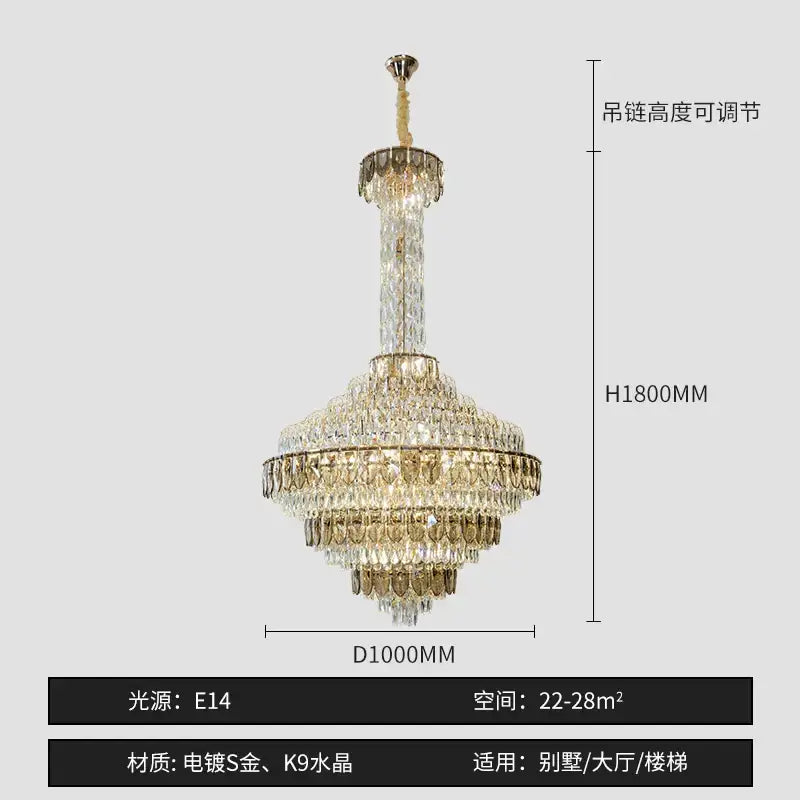 Blue Crystal Iridescent 150cm Chandelier