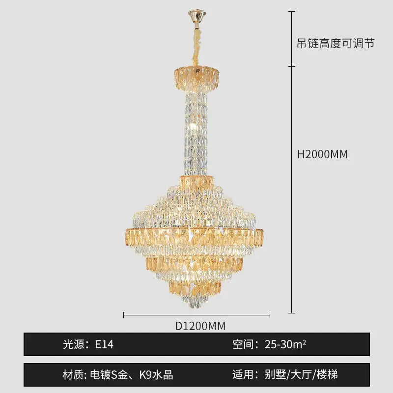 Blue Crystal Iridescent 150cm Chandelier