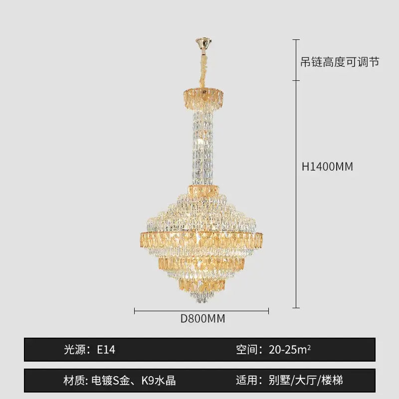 Blue Crystal Iridescent 150cm Chandelier