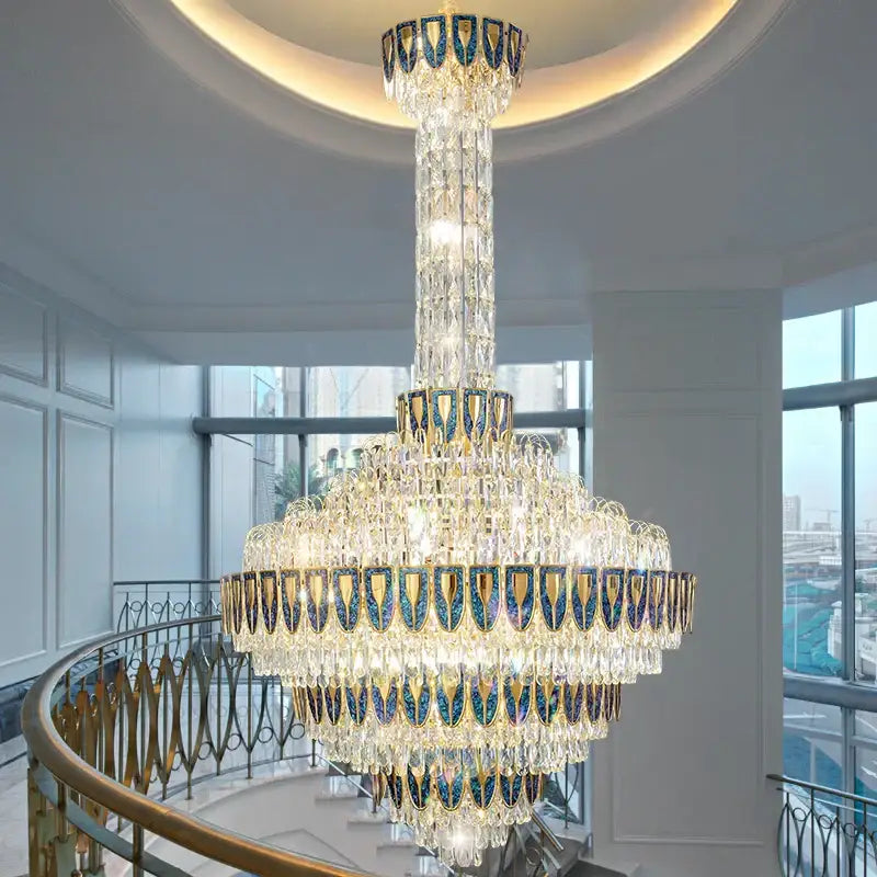 Blue Crystal Iridescent 150cm Chandelier