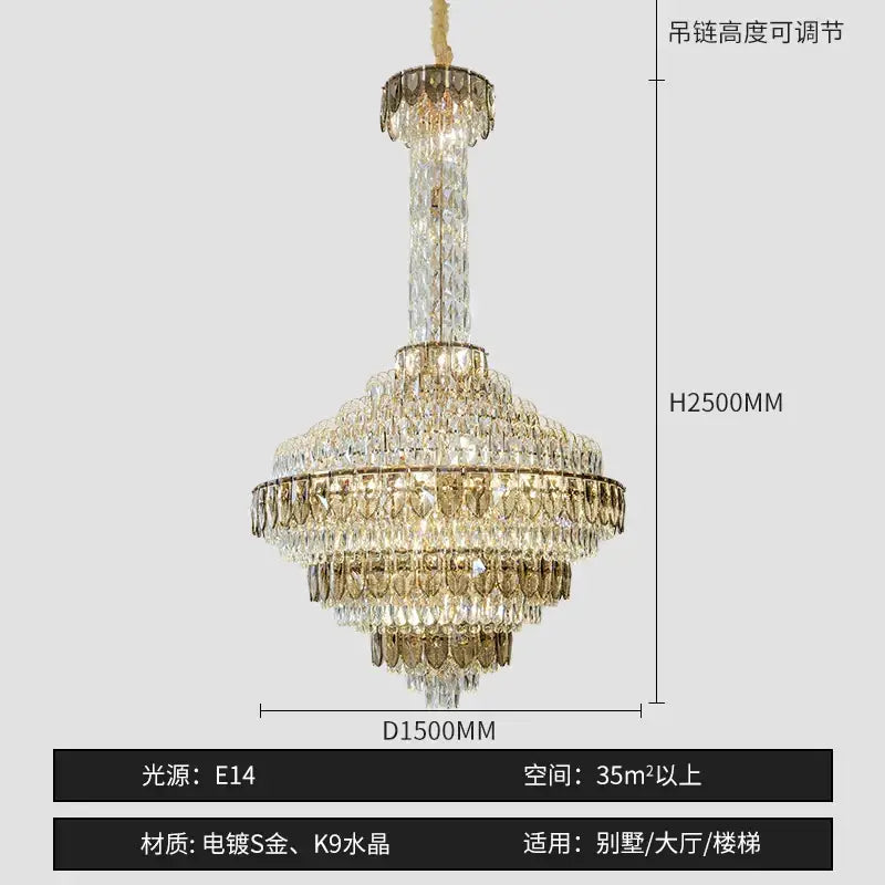 Blue Crystal Iridescent 150cm Chandelier