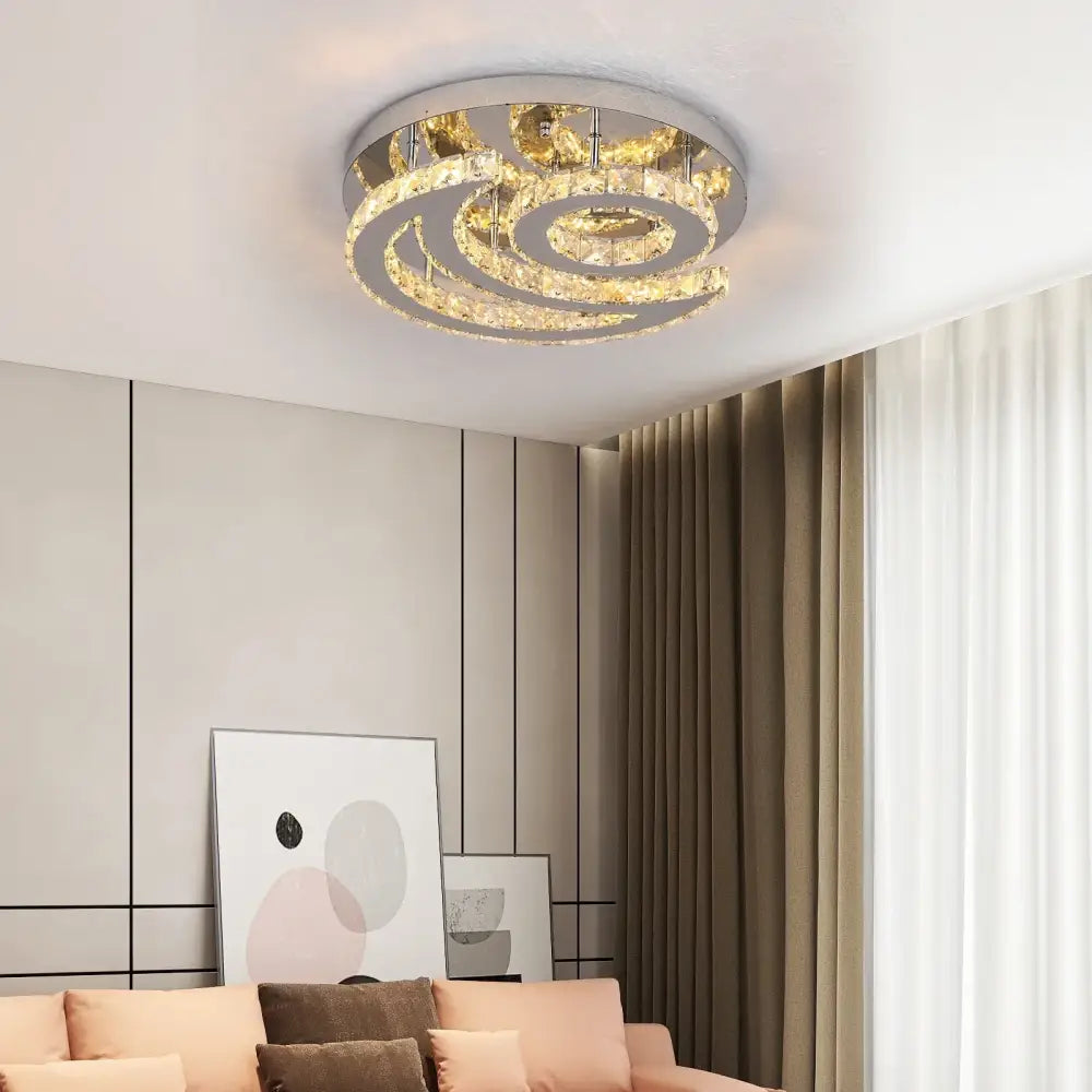 Chrome Crystal 40cm LED Ceiling Light