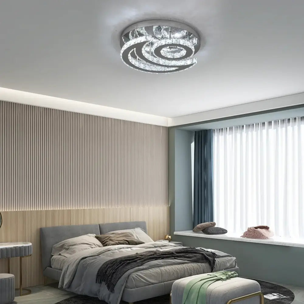 Chrome Crystal 40cm LED Ceiling Light