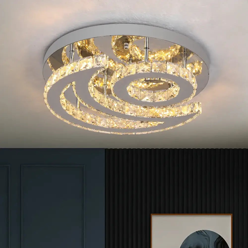 Chrome Crystal 40cm LED Ceiling Light
