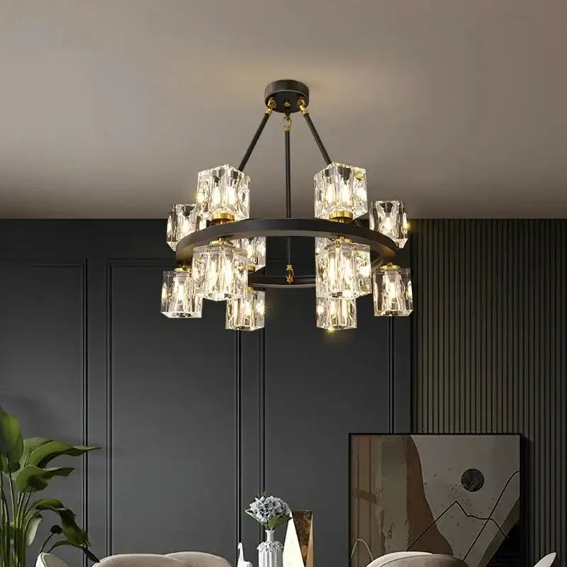 Black Crystal 28-Head LED Chandelier