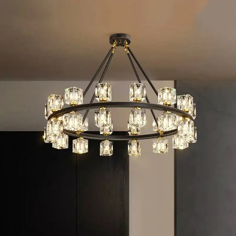 Black Crystal 28-Head LED Chandelier