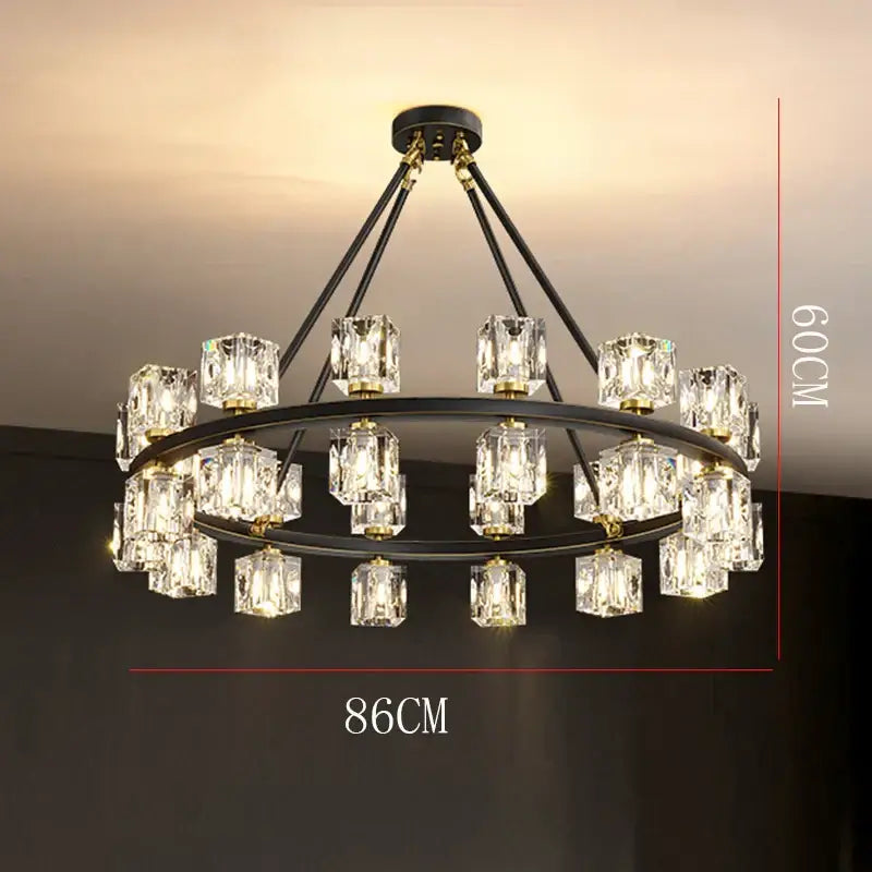 Black Crystal 28-Head LED Chandelier