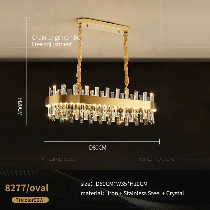 Gold Tiered Crystal 2-Layer 95cm Chandelier