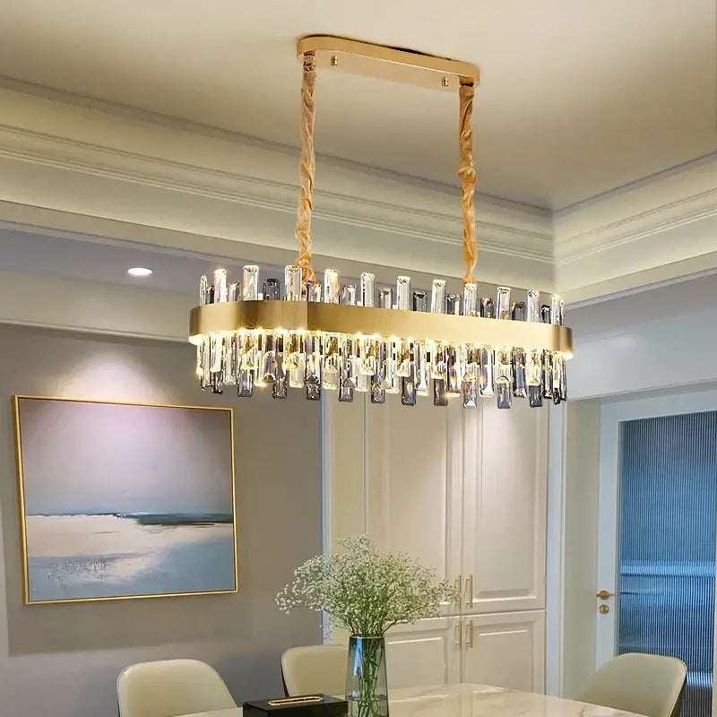 Gold Tiered Crystal 2-Layer 95cm Chandelier
