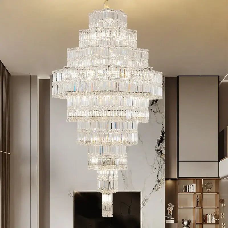 Gold Crystal Multi-Tier 180cm Chandelier