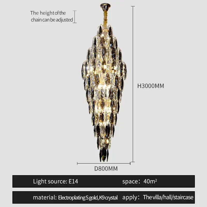 Brass Crystal Chandelier Light
