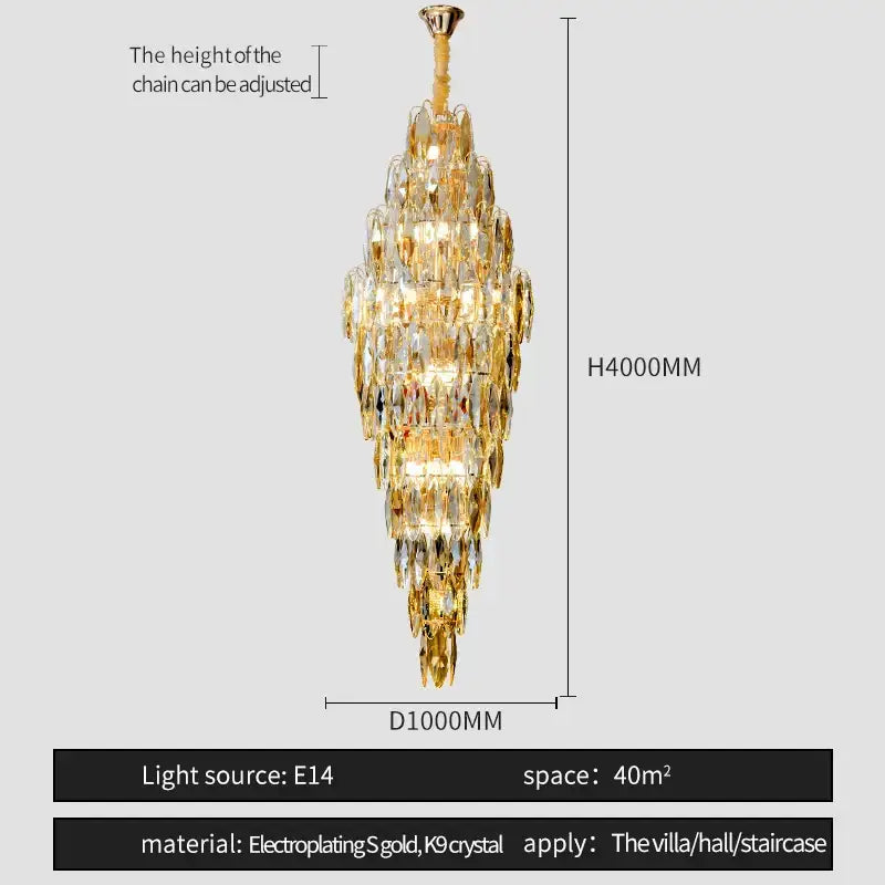 Brass Crystal Chandelier Light